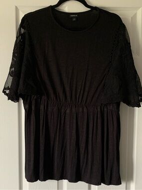 torrid Black Lace-Sleeve Knit Peplum Top
